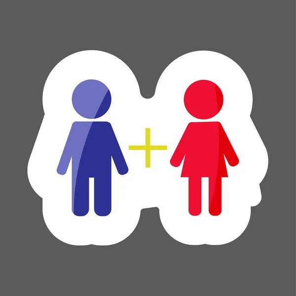Vektor Symbol Farbige Sticker Der Freundschaft Männliche Und Weibliche Verbindungen — Stockvektor