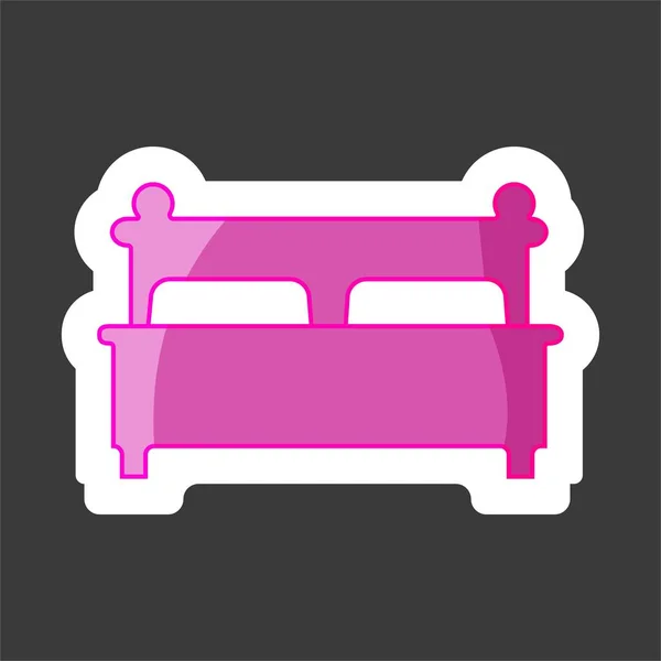 Векторне Зображення Ліжка Піктограма Плоского Ліжка Векторна Піктограма Кольоровий Наклейка — стоковий вектор