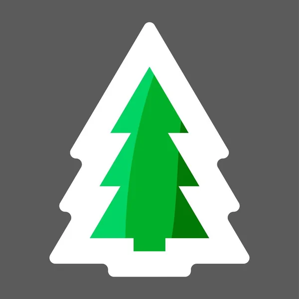 Vector Image Christmas Tree Fir Tree Vector Icon Colored Sticker — Stock Vector