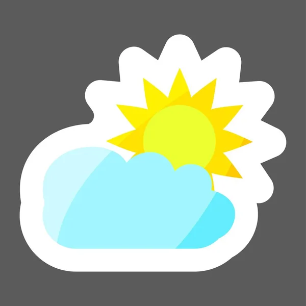 Imagen Vectorial Del Sol Detrás Una Nube Nublado Clima Soleado — Vector de stock