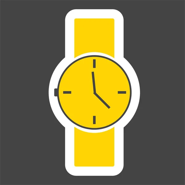 Vektor Farbige Aufkleber Bild Von Armbanduhr Beginn Ist Uhr Ebenen — Stockvektor