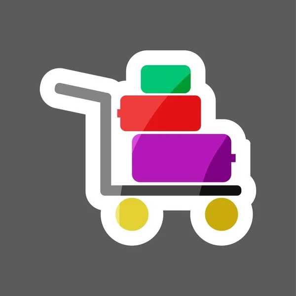 Shopping Cart Gekleurde Sticker Vector Icon Transportkar Goederen Toont Aanwezigheid — Stockvector