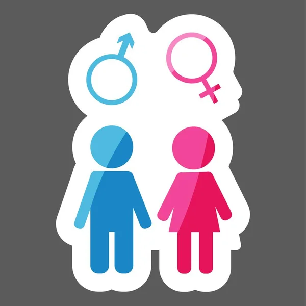 Vektor Farbige Sticker Symbol Von Mann Und Frau Ein Symbol — Stockvektor