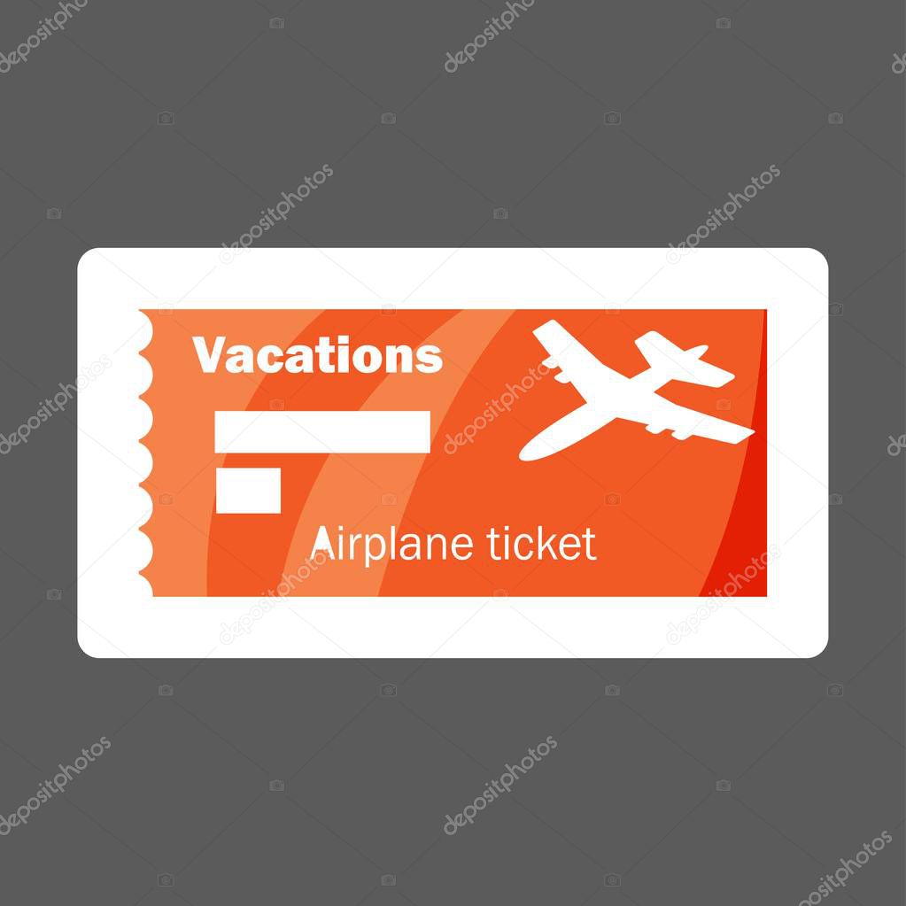 Vector icon colored sticker airplane ticket vacation. Layers grouped for easy editing illustration. For your design. 