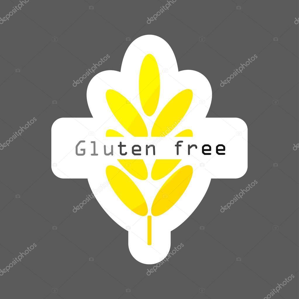 Vector colored sticker icon gluten free. Ears of wheat, cereal. Ear of oats. rye ears. Layers grouped for easy editing illustration. For your design.
