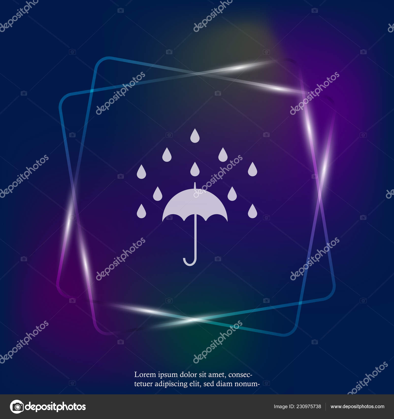 傘を雨から保護します ベクトル ネオンライト アイコン イラスト傘と雨 簡単編集図のレイヤーをグループ化 あなたの設計のため ストックベクター C Oksanaoo