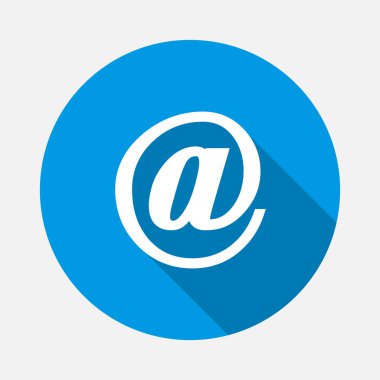 Mavi arka plan üzerinde vektör simge köpek e-posta. Düz görüntü mesaj uzun gölge ile. Katmanlar kolay düzenleme Gösterim amacıyla gruplandırılmış. Tasarımlarınız için.