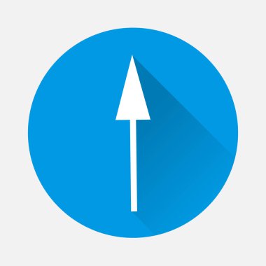 Vektör simge ok yukarı doğru yöne gösteriliyor. Mavi arka plan üzerindeki oku. Düz görüntü çorba bir uzun gölge ile. Katmanlar kolay düzenleme Gösterim amacıyla gruplandırılmış. Tasarımlarınız için.