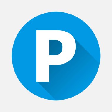 Vektör Park simgesi, yazıt P düz gölge ile içerir. Katmanlar kolay düzenleme Gösterim amacıyla gruplandırılmış. Tasarımlarınız için.