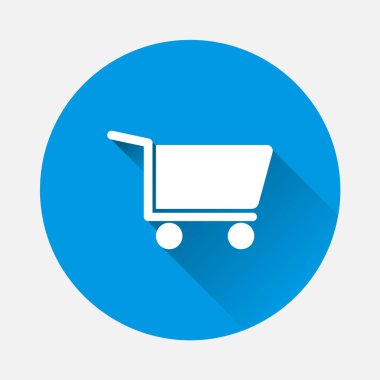 Alışveriş sepeti vektör simgesi. Bir mağaza, hipermarket, düz bir gölge ile satış sembolü. Katmanlar kolay düzenleme Gösterim amacıyla gruplandırılmış. Tasarımlarınız için.