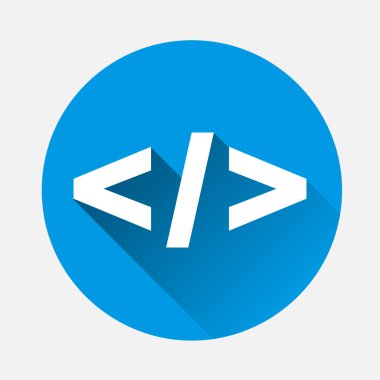 Bilgisayar kodu vektör simgesi. Programlama, webdesign düz gölge ile sembolü. Katmanlar kolay düzenleme Gösterim amacıyla gruplandırılmış. Tasarımlarınız için.