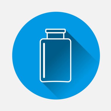 Vektör görüntü cam kavanoz simgesi, mavi zemin üzerine kadehler. Düz görüntü kavanoz simge uzun gölge ile. Katmanlar kolay düzenleme Gösterim amacıyla gruplandırılmış. Tasarımlarınız için.