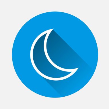 Vektör ay simge. Mavi arka plan üzerinde uyku simgesi. Düz görüntü ay uzun gölge ile. Katmanlar kolay düzenleme Gösterim amacıyla gruplandırılmış. Tasarımlarınız için.