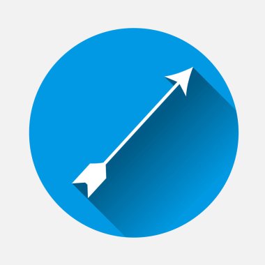 Ok sağ tarafındaki mavi arka plan üstünde yön gösterir. Düz görüntü ok simgesi uzun gölge ile. Katmanlar kolay düzenleme Gösterim amacıyla gruplandırılmış. Tasarımlarınız için.