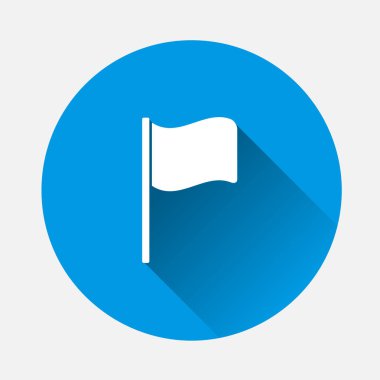 Mavi arka plan bayrak simgesi. Düz görüntü bayrağı uzun gölge ile. Katmanlar kolay düzenleme Gösterim amacıyla gruplandırılmış. Tasarımlarınız için.