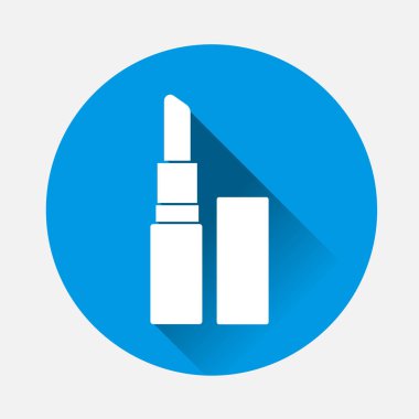 Vektör görüntü ruj simgesi mavi zemin üzerine. Düz görüntü ruj vektör uzun gölge ile. Katmanlar kolay düzenleme Gösterim amacıyla gruplandırılmış. Tasarımlarınız için.