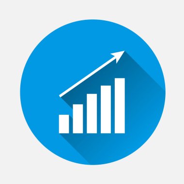 Büyüme grafiği, Infographic. Mavi arka plan üzerinde vektör çizim. Düz görüntü grafiği uzun gölge ile. Katmanlar kolay düzenleme Gösterim amacıyla gruplandırılmış. Tasarımlarınız için.