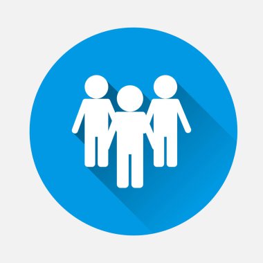 Kalabalık vektör simgesi. Mavi arka plan üzerinde grup insanlar. Düz görüntü bir sürü insan uzun gölge ile. Katmanlar kolay düzenleme Gösterim amacıyla gruplandırılmış. Tasarımlarınız için.