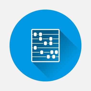 Vektör çizim abacus mavi zemin üzerine. Düz görüntü ahşap abacus hesap ve uzun gölge ile matematik öğrenmek için. Katmanlar kolay düzenleme Gösterim amacıyla gruplandırılmış. Tasarımlarınız için.
