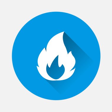 Mavi arka plan ateşe illüstrasyon vektör. Düz görüntü yangın uzun gölge ile. Katmanlar kolay düzenleme Gösterim amacıyla gruplandırılmış. Tasarımlarınız için.