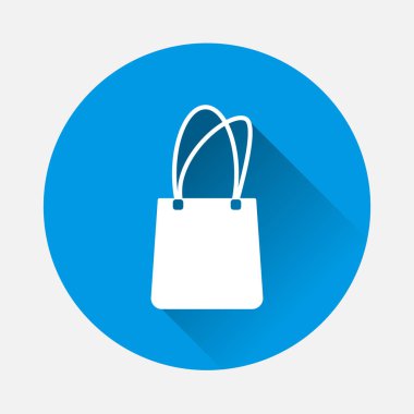 Mavi arka plan üstünde el çantası kutsal kişilerin resmi. Düz görüntü çanta uzun gölge ile. Katmanlar kolay düzenleme Gösterim amacıyla gruplandırılmış. Tasarımlarınız için.