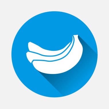 Vektör muz simgesi mavi arka plan. Düz görüntü işareti muz uzun gölge ile. Katmanlar kolay düzenleme Gösterim amacıyla gruplandırılmış. Tasarımlarınız için.