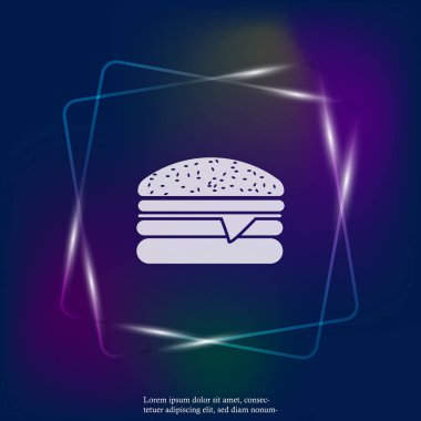 Hamburger vektör neon ışığı simgesi. Fast food sembolü. Katmanlar kolay düzenleme Gösterim amacıyla gruplandırılmış. Tasarımlarınız için