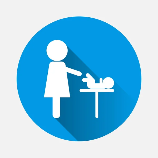 Mor Och Baby Vektor Ikonen Med Långa Skugga Baby Care — Stock vektor