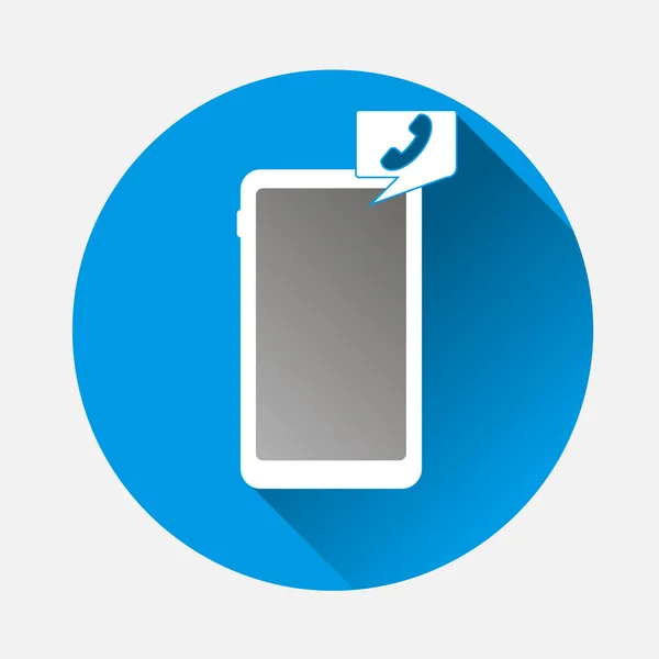 Vektorbild Mobiltelefon Smartphone Auf Blauem Hintergrund Flachbildtelefon Und Hörer Mit — Stockvektor