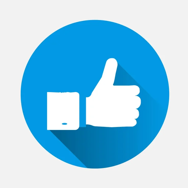 Hand Thumb Icon Flat Illustration Isolated Blue Background Flat Image — Stock Vector