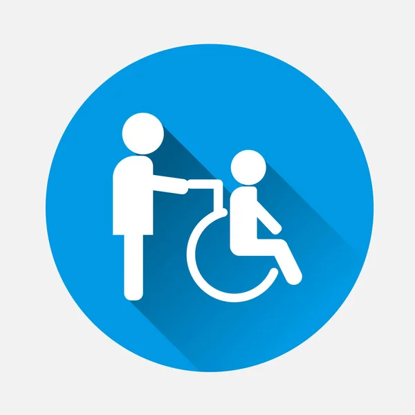 Grafika Wektorowa Osoby Niepełnosprawnej Wektor Ikona Ilustracja Ikonę Wózka Niebieskim — Wektor stockowy