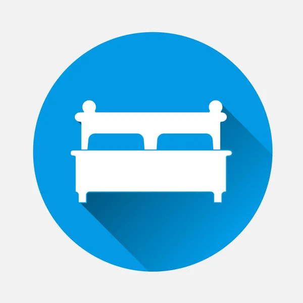床的矢量图像 蓝色背景上的床图标 有长长阴影的平面图像床 分组的图层 便于编辑插图 为您的设计 — 图库矢量图片