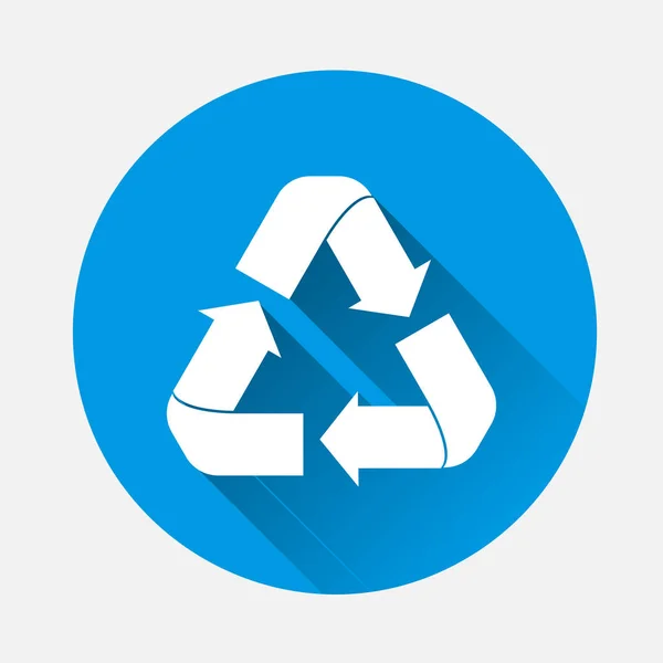 Recycling Zeichen Isoliert Vektor Illustration Auf Blauem Hintergrund Flachbild Recycling — Stockvektor