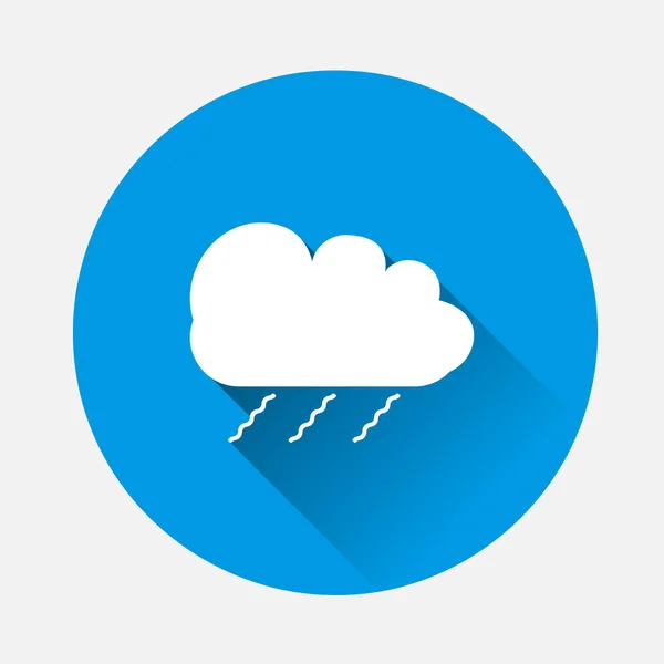 Icono Vectorial Nube Lluvia Sobre Fondo Azul Nube Imagen Plana — Vector de stock