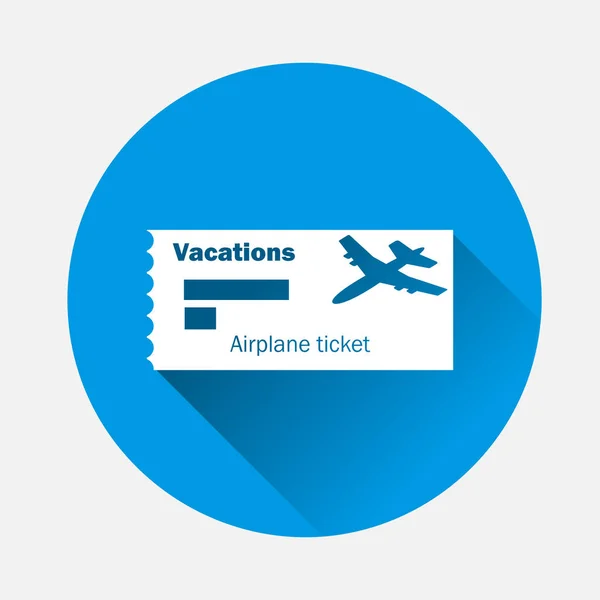 青の背景にベクトル アイコン飛行機チケットです フラット イメージ休暇長い影 簡単編集図のレイヤーをグループ化 あなたの設計のため — ストックベクタ