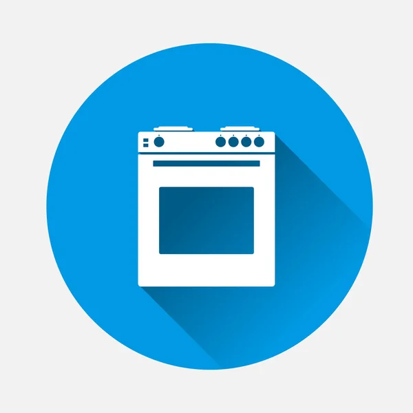 Векторна Іконка Газової Плити Піччю Кухні Синьому Фоні Плоске Зображення — стоковий вектор