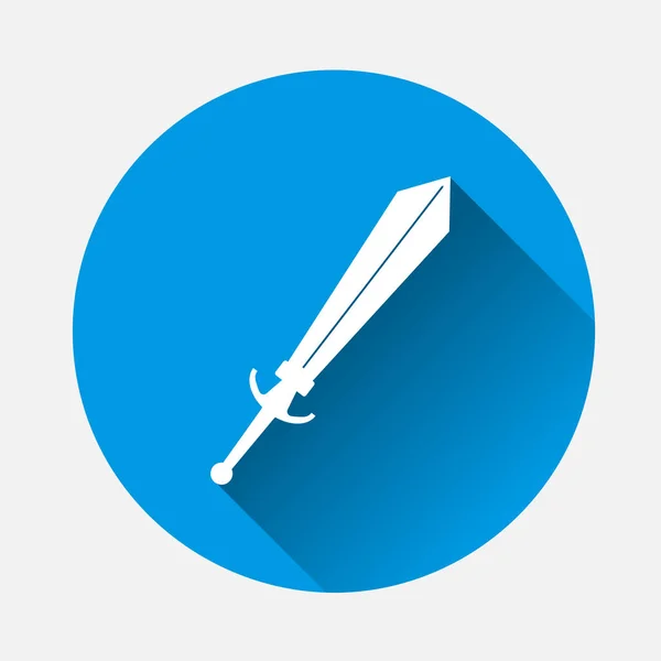 Vektor Bild Schwert Auf Blauem Hintergrund Flachbild Schwert Mit Langem — Stockvektor