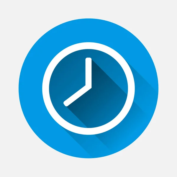 蓝色背景上的时钟图标 具有长阴影的平面图像时钟 分组的图层 便于编辑插图 为您的设计 — 图库矢量图片