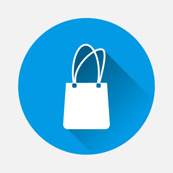 Handtaschen Symbol Auf Blauem Hintergrund Flache Bildtasche Mit Langem Schatten — Stockvektor