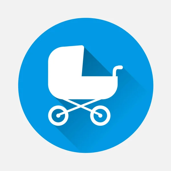 Vektor Illustration Klassiska Barnvagnar Blå Bakgrund Platt Avbildning Baby Barnvagn — Stock vektor