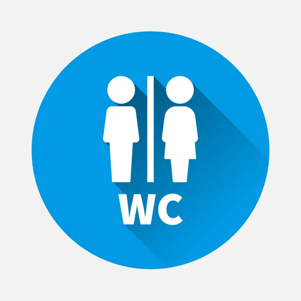 Векторная Иконка Туалета Синем Фоне Плоская Панель Двери Туалета Длинной — стоковый вектор