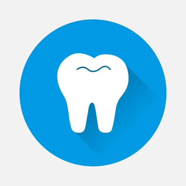 Ícone Dente Vetorial Fundo Azul Odontologia Imagem Plana Com Sombra —  Vetores de Stock