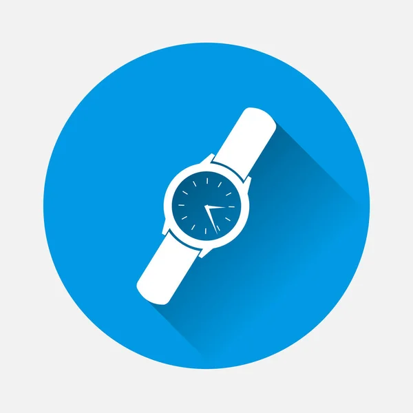 Ανδρών Κλασικό Καρπό Ρολόι Μπλε Φόντο Επίπεδη Εικόνα Ρολόι Πολύ — Διανυσματικό Αρχείο