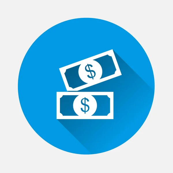 Μετρητά Χρήματα Εικονίδιο Μπλε Φόντο Επίπεδη Εικόνα Χρήματα Πολύ Σκιά — Διανυσματικό Αρχείο