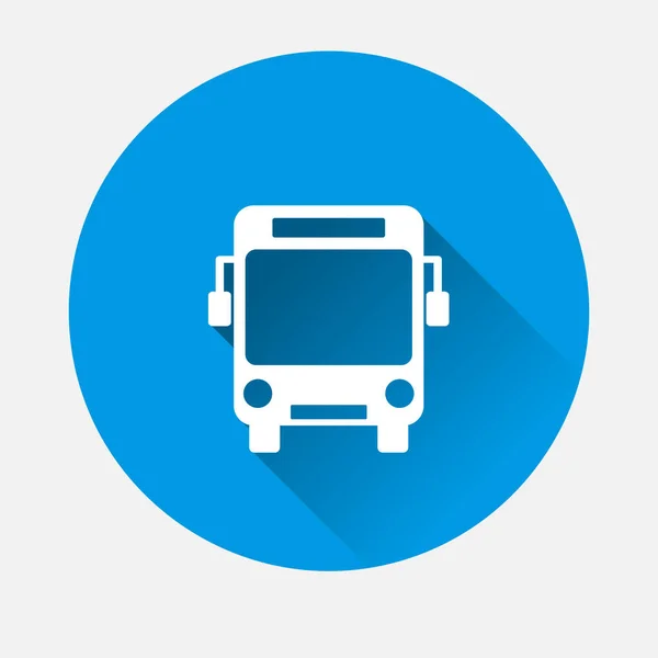 Векторный Автобус Перевозки Людей Значок Синем Фоне Плоский Автобус Длинной — стоковый вектор