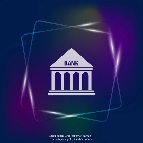Vector Neon Light Icon Building Bank Layers Grouped Easy Editing — Stock Vector