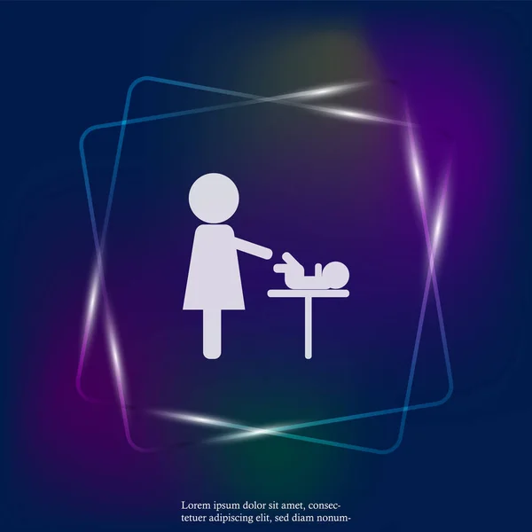 Ref Mother Baby Vector Neon Ligh Icon Символ Детской Комнаты — стоковый вектор