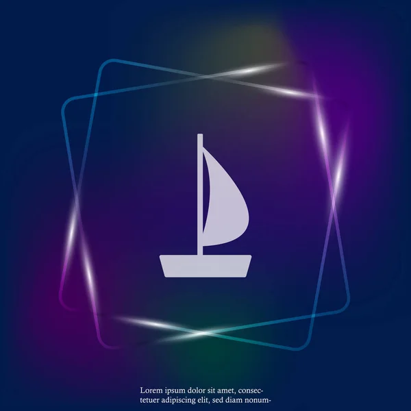 Vector neon light  image of a sea ship. Ship, Sailboat Icon. Layers grouped for easy editing illustration. For your design