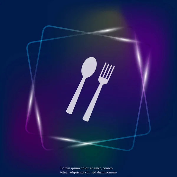 Vector Set Icon Fork Spoon Cutlery Table Setting Neon Light — Stock Vector