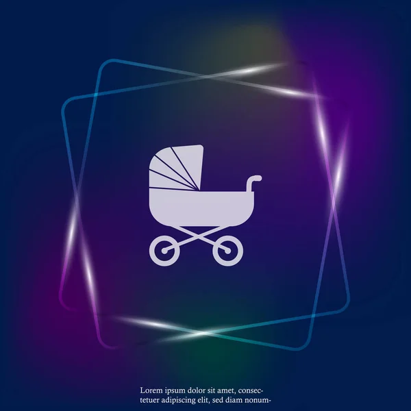 Векторна Ілюстрація Неонового Світла Класична Дитяча Коляска Піктограма Дитячого Коляски — стоковий вектор
